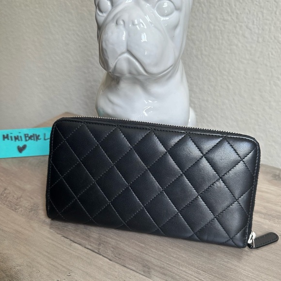 CHANEL ZIP AROUND WALLET LAMBSKIN W/ Silver HW - Picture 2 of 12